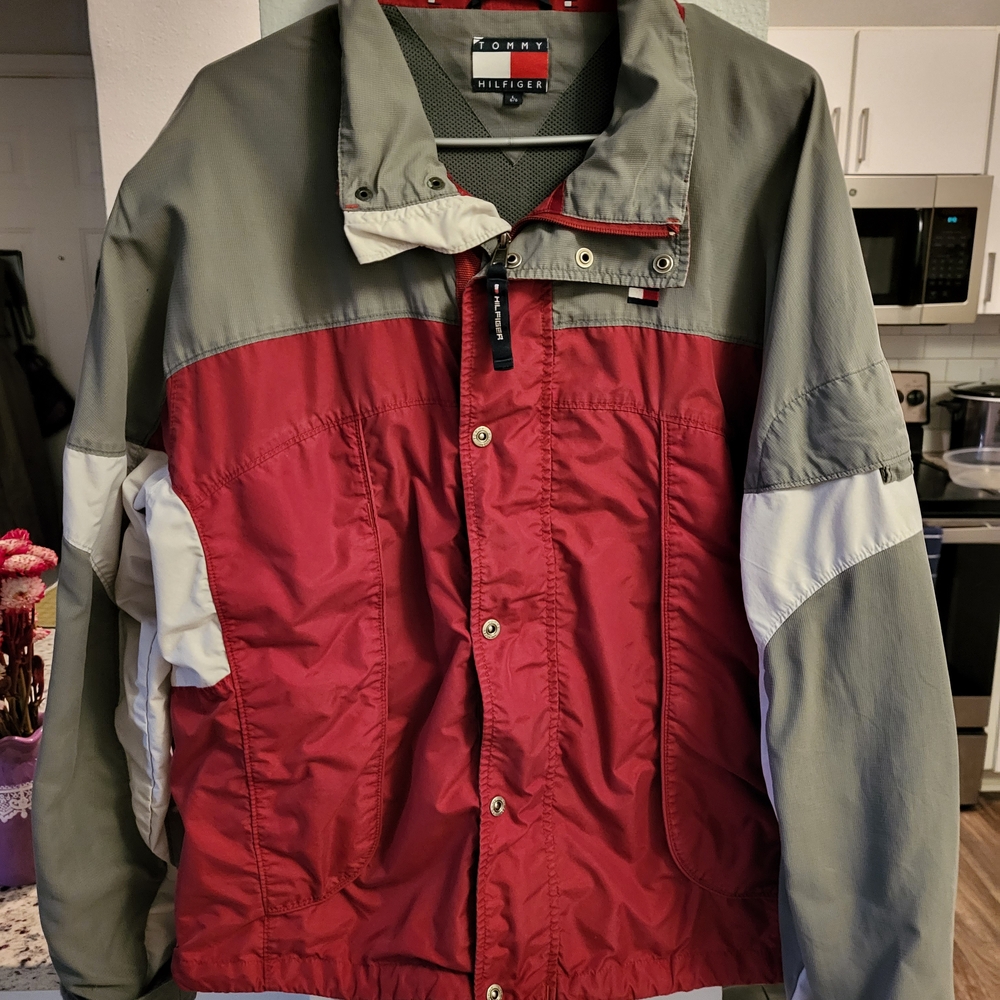 Tommy Hilfiger Men's Red and Gray Jacket